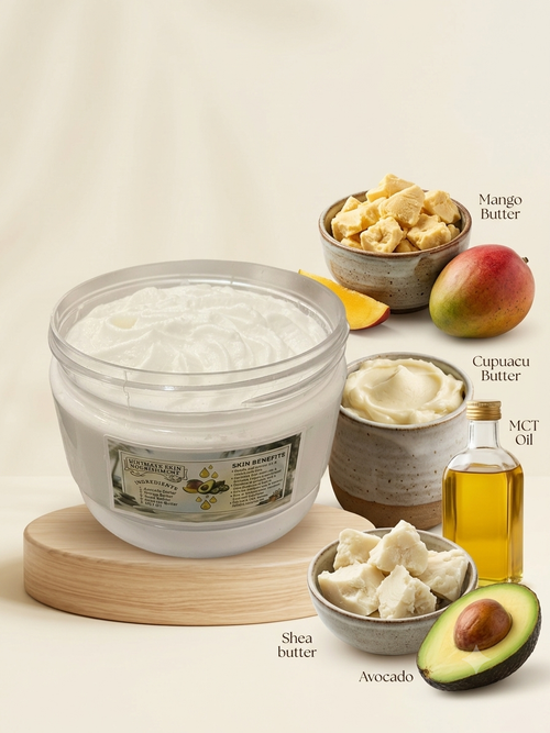 Coconut shavings, moisturizing body nectar
