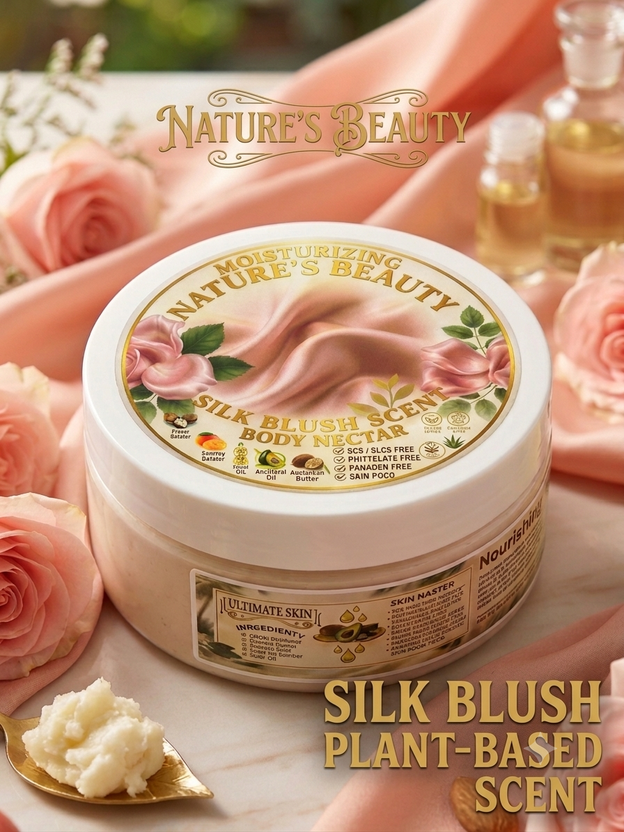Silk blush, moisturizing body nectar