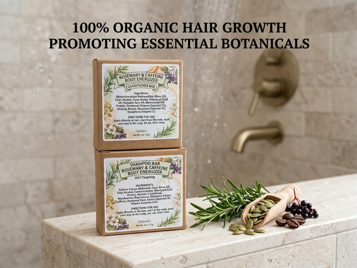 Rosemary and caffeine root Energizer shampoo and conditioner bars