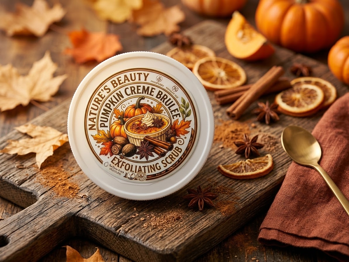 Exfoliating scrub, pumpkin creme brulee