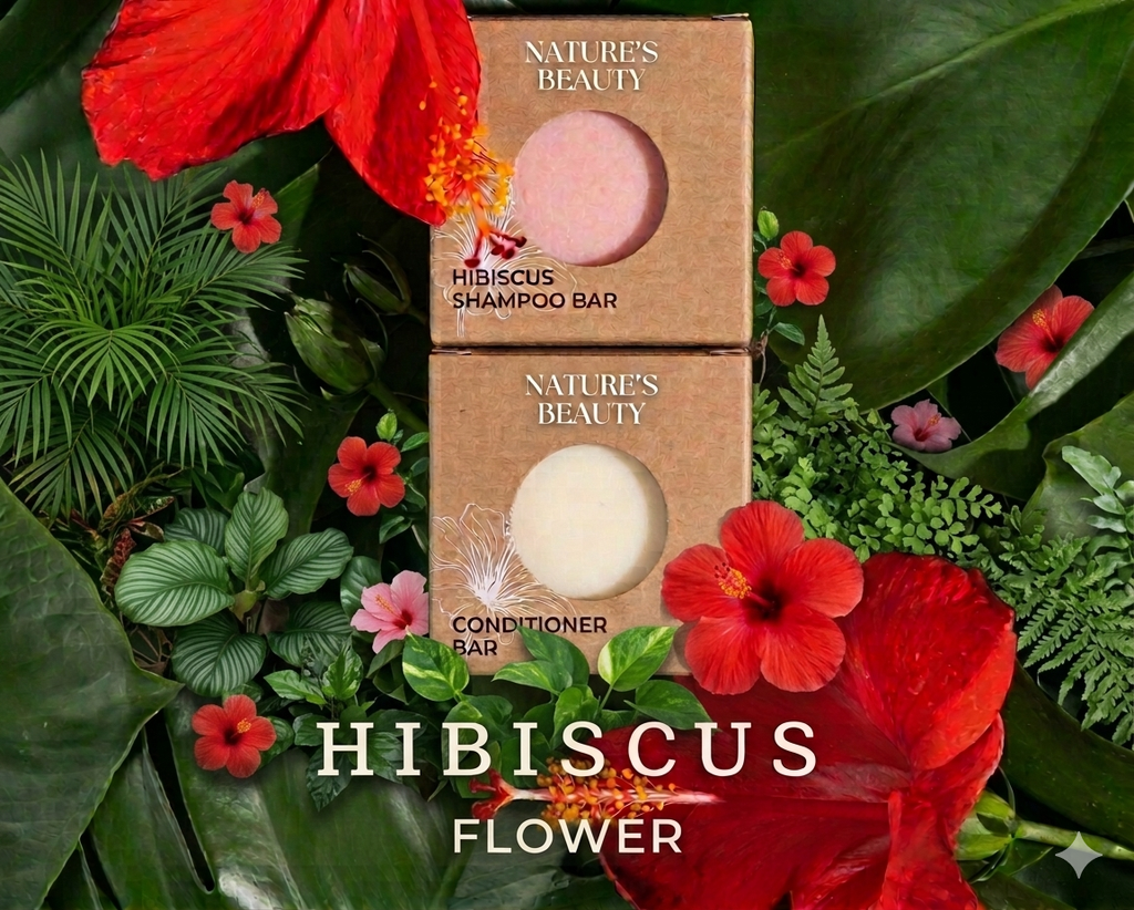 Organic shampoo and conditioner bars hibiscus flower