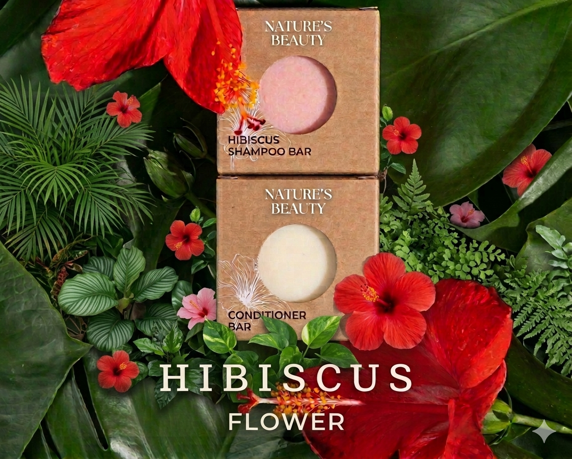 Organic shampoo and conditioner bars hibiscus flower