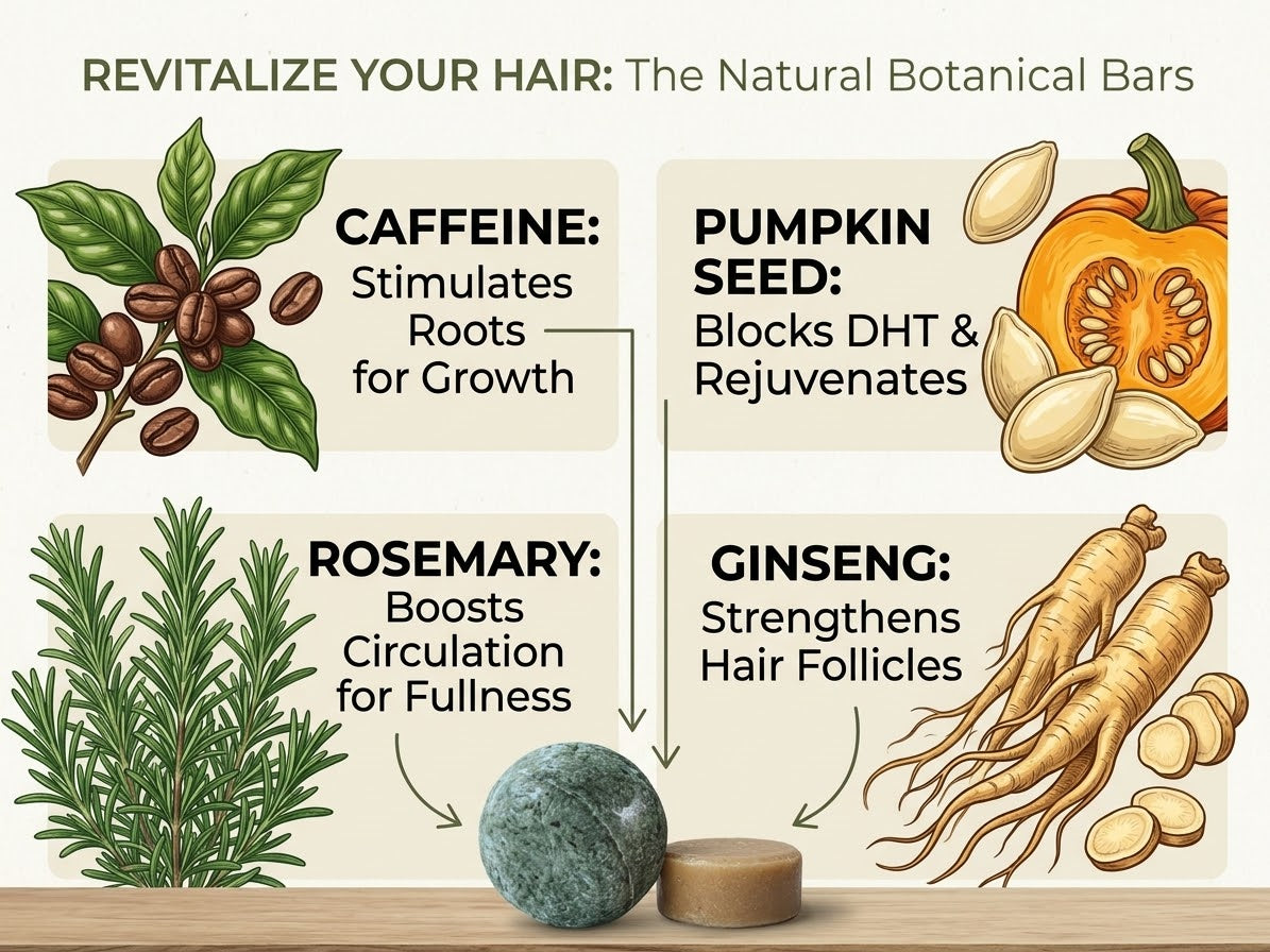 Rosemary and caffeine root Energizer shampoo and conditioner bars