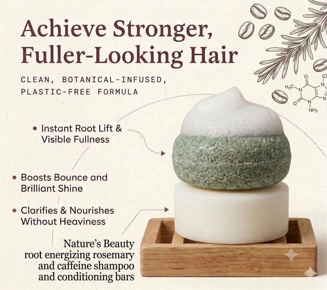 Rosemary and caffeine root Energizer shampoo and conditioner bars